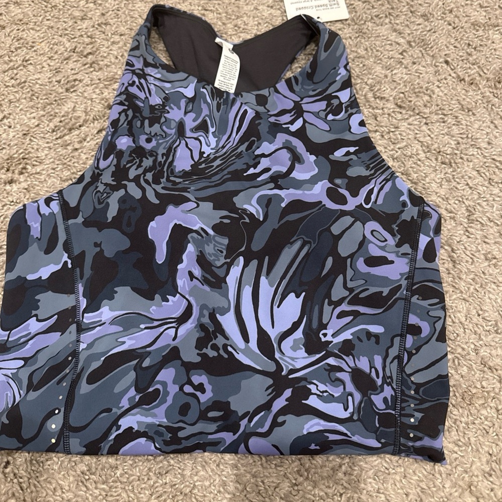 Lululemon Athletica Floral Cropped Tank - Blue and Black